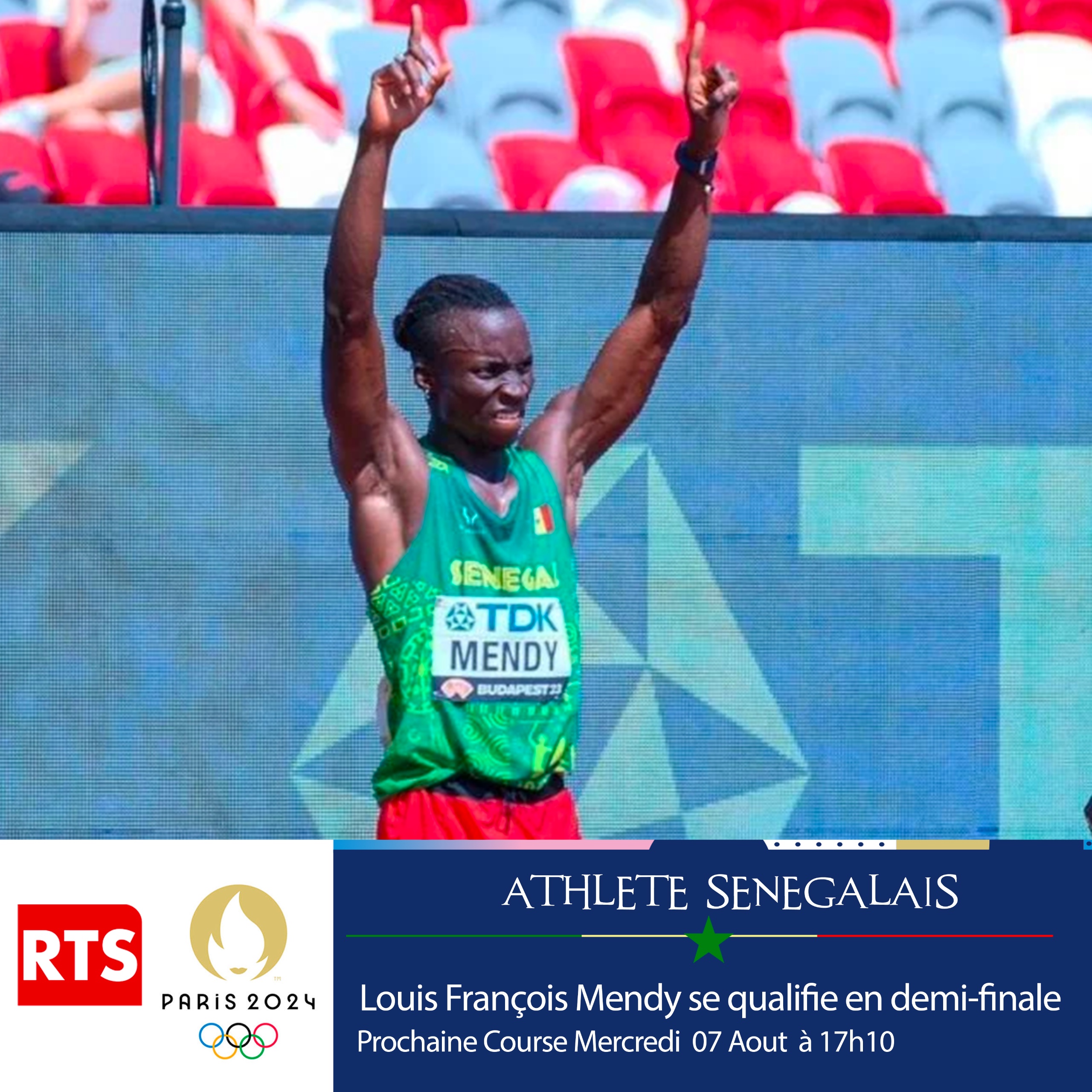 JO PARIS 2024 | LOUIS FRANÇOIS MENDY SE QUALIFIE POUR LES DEMI-FINALES DES 110 M HAIES