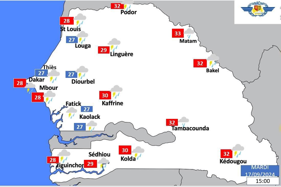 PRÉVISIONS MÉTÉO | PLUIES MODÉRÉES À FORTES ATTENDUES SUR UNE GRANDE PARTIE DU SÉNÉGAL